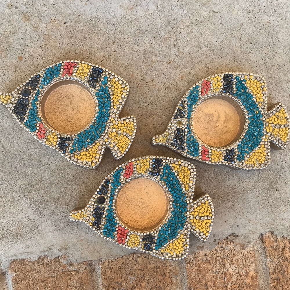 Pier 1 fish candle holders set of 3